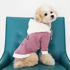 레어밍스 강아지 배색 기모 후드탑, 핑크, 1개