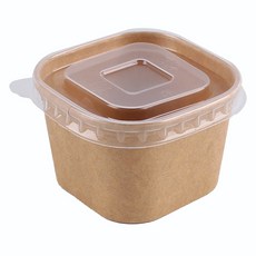 牛皮紙方形醬料杯 + 透明蓋套組 6.4cm, 50套