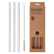 carry bottle Tritan吸管 24cm 3入+清潔刷組, 1個, 1個