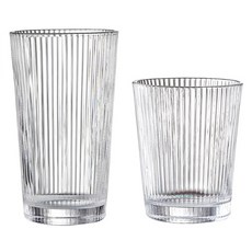 프렌치마르스 심플 세로라인 데일리 유리컵 360ml 롱 + 숏 세트 FM091, 1세트