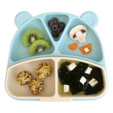 쑥쑥 幼兒用矽膠超強力吸力餐盤 4格 + 2格組合, 1套, 薄荷綠