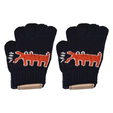 JOYMULTI MK 兒童魯道夫小狗圖案針織觸控手套 2入