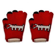 JOYMULTI MK 兒童魯道夫小狗圖案針織觸控手套 2入