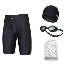 haxst 男士五分四角室內泳褲 + 泳鏡 + 泳帽 + 塑膠收納袋套裝 SIHTB-M10