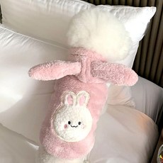 Puppy Dream 寵物狗小熊兔子保暖毛絨連帽T恤 00108, 粉紅色, 1個