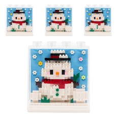 minhwashop 聖誕節立體積木相框 I240055F, 4個, 雪人