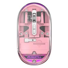 맥스틸 무소음 3모드 멀티페어링 블루투스 투명 무선 마우스, 로즈핑크, GM-TM10D