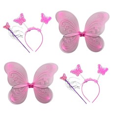 Party09 妖精翅膀髮箍魔法棒套組, 粉紅色, 2套