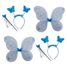 파티공구 요정 날개 머리띠 봉 세트, 블루, 2세트