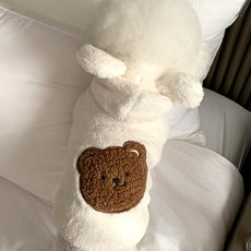 Puppy Dream 寵物狗小熊兔子保暖毛絨連帽T恤 00108, 白色, 1個