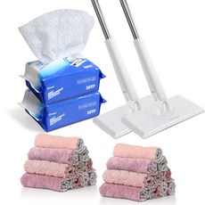 모나코올리브 한번에 콕 원터치 정전기 청소포 밀대 2p + 청소포 30p x 2개 + 극세사 걸레 20p 세트, 1세트