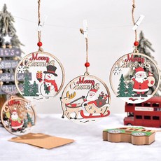 Home Flow聖誕樹裝飾聖誕老人和朋友們木質裝飾掛飾, 混色, 3個