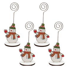 Homeflow 聖誕節桌面裝飾品 可愛聖誕老人與動物們 名片夾, 4個, 雪人