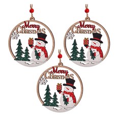 Home Flow聖誕樹裝飾 聖誕老人和朋友們 木質裝飾, 雪人, 3個