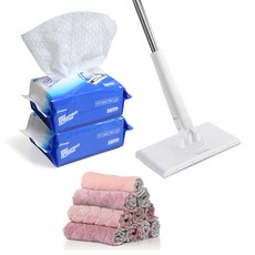 MONACO OLIVE 一次搞定 一鍵式靜電除塵拖把 + 除塵布 30p x 2個 + 超細纖維抹布 10p 組, 1套