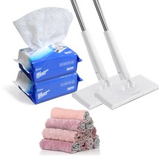 모나코올리브 한번에 콕 원터치 정전기 청소포 밀대 2p + 청소포 30p x 2개 + 극세사걸레 10p 세트, 1세트