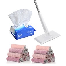 모나코올리브 한번에 콕 원터치 정전기 청소포 밀대 + 청소포 30매 + 극세사걸레 20p 세트, 1세트