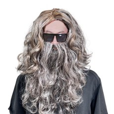 Party09 派對用爺爺假髮+鬍子組 Free Size, 灰色, 1個