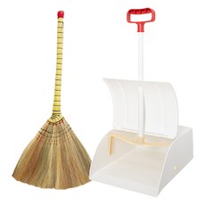 Clean Mate 黃色長柄掃帚自動畚箕組, 1套, 混合顏色