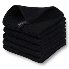 純棉蜂巢掛環手巾, 5個, 黑色
