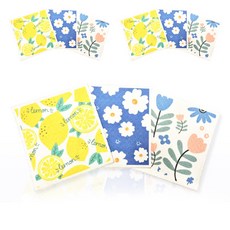 Witchcook 優異吸水力 花朵與檸檬圖案 纖維素抹布 3件組, 3套