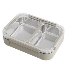 Youzelike不鏽鋼密封餐盤便當盒 2格, 白色, 1個