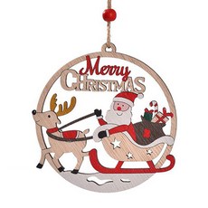 The Flow Commerce 聖誕樹裝飾 聖誕老人與朋友們 木質裝飾, 雪橇聖誕老人, 3個