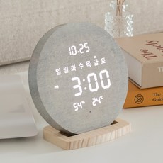 플라이토 무선 루나 데이 온습도 LED 벽시계 19cm, 마블