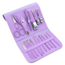 Kingsroad 美甲護理指甲剪16件組, 1套, 升級版 魅力紫
