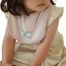 MerryTune 幼兒Logo布標輕柔款圍兜, 腮紅色, 1個, 1個