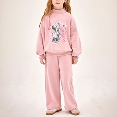 JELISPOON 女童款長袖迪士尼米妮愛心刷毛長袖套裝