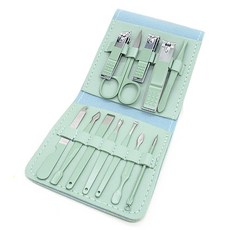 Kingsroad 美甲護理指甲剪12件組, 1套, 升級版 薄荷綠