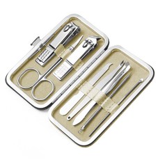 킹스로드 스테인레스 손톱깎이 8종 세트, 1세트, 베이지