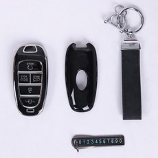 URBAN CAR 優質線條智慧鑰匙全包覆鑰匙套組, 黑銀, 現代 5鍵式 A款