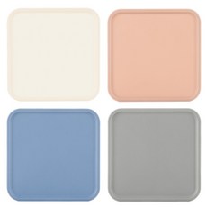 FLaiTO 矽膠方形杯墊A款4入組, 象牙白, 磚紅色, 海軍藍, 灰色, 1套