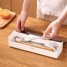 FaSoLa American Road 纖薄簡約附蓋式餐具收納盒 餐具筒 RK2305, 白色, 1個