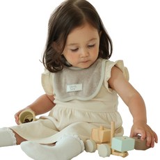 MerryTune 幼兒Logo布標素色滾邊圍兜, 淡褐色, 1個, 1個