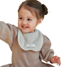 MerryTune 幼兒Logo布標素色滾邊圍兜, 燕麥色, 1個, 1個