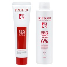 POLTONE BBQ 染髮霜 150ml + 6%氧化劑 150ml 套組, 1個, 6GR 遮白髮用 紅光黃褐色