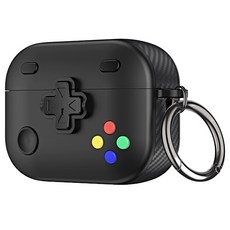 Gojibi Bibipai AirPods 碳纖維搖桿鎖定按鈕保護殼, AirPods 4, 1個, 黑色