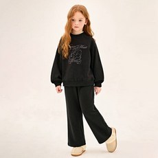 JELISPOON 女童款長袖迪士尼米妮蕾絲刷毛長袖套裝