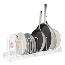 Home and Toy 滑動伸縮式平底鍋整理架, 白色, 13層, 1個