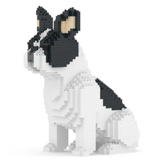 坐姿法國鬥牛犬小狗積木 大型 M, 黑 + 白, 1個