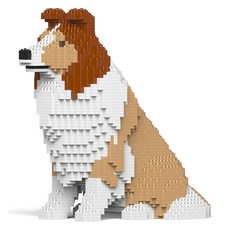 坐姿喜樂蒂牧羊犬 狗狗積木 大型 M, 棕色, 1個
