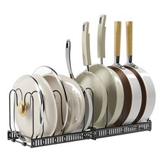 홈앤토이 슬라이딩 확장형 후라이팬 정리대, 13단, 블랙, 1개