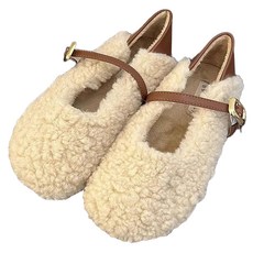 페이퍼먼츠 여성용 슈비 뽀글이 양털 스트랩 단화 02622