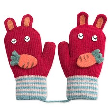 Bidangil 兒童款 Jericho 兔子胡蘿蔔刷毛連指手套