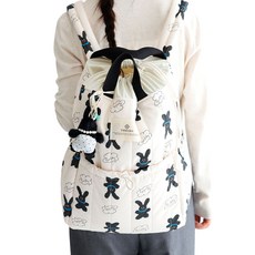 YM MAMA 尿布後背包 黑色兔子款, 黑兔