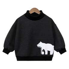 Uravi 兒童款Pem熊刷毛高領長袖T恤 UR84TS205