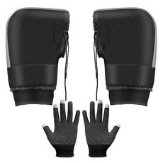 Ants 摩托車手把羅紋束口防寒手套 + 內層手套 雙手穿戴套組, 混和色